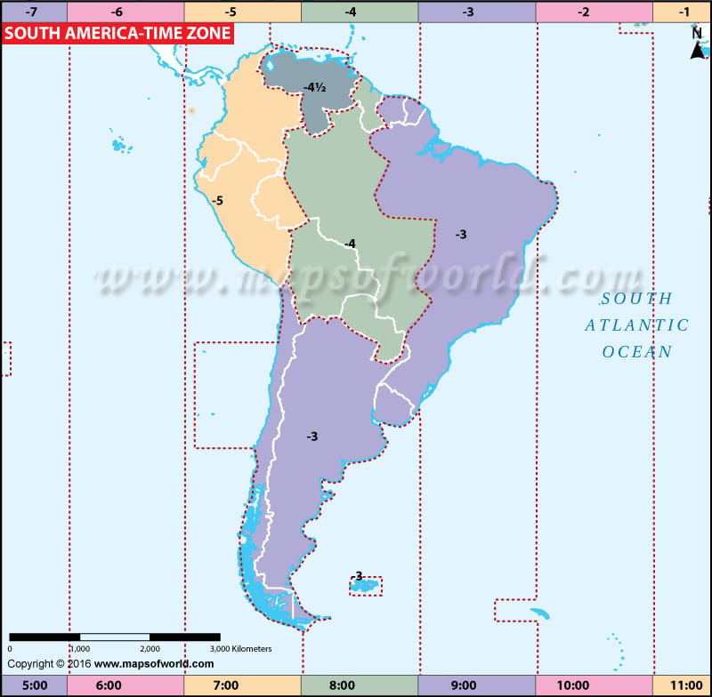 time zone map north and south america South America Time Zone Map Current Local Time In South America time zone map north and south america
