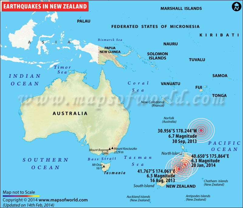 Earthquakes in New Zealand | Areas affected by Earthquakes in New Zealand