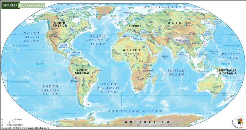 rhine river on world map World River Map World Map With Major Rivers And Lakes rhine river on world map