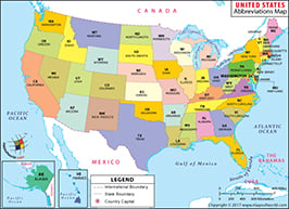 US 50 States Abbreviation Map