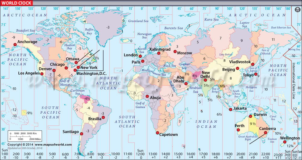 World Time Table Map World Clock Map | Live World Clock