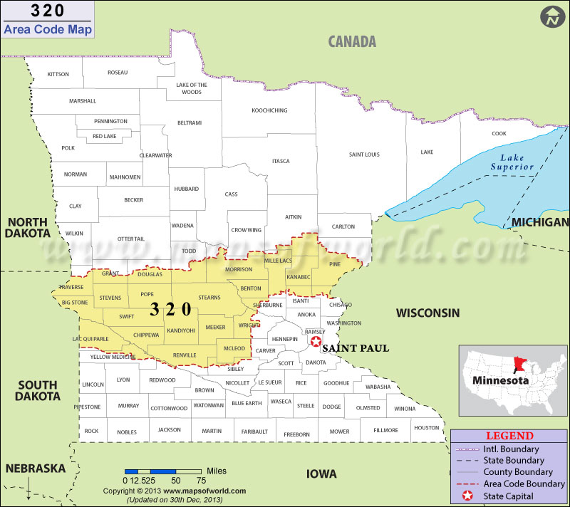  320 Area Code Map Where Is 320 Area Code In Minnesota