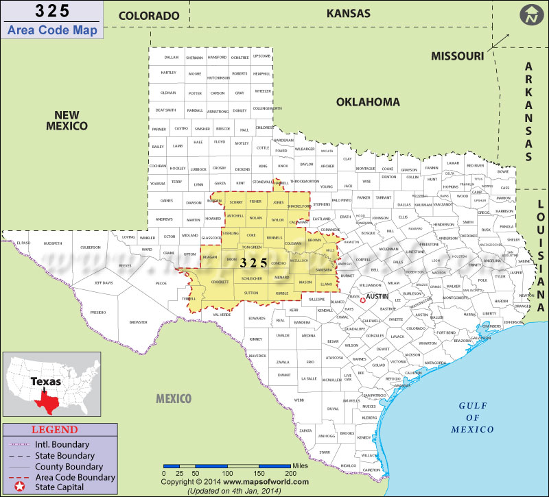  325 Area Code Map Where Is 325 Area Code In Texas