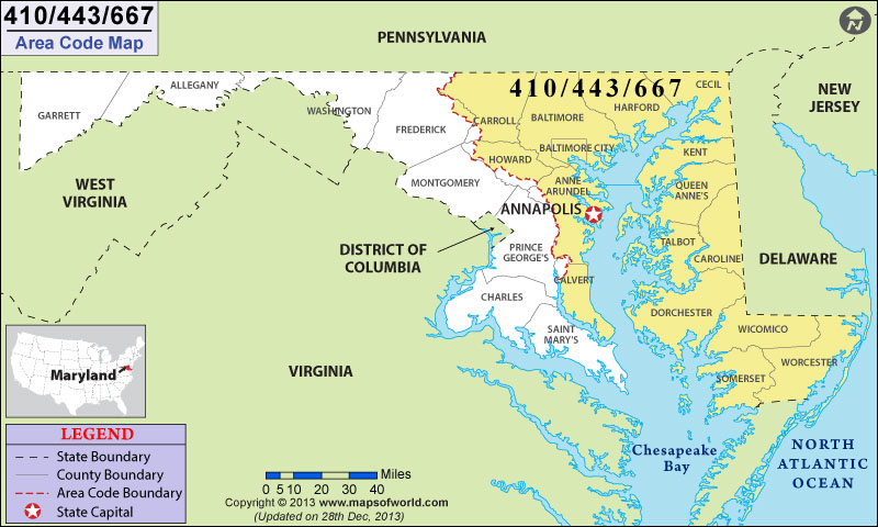 443 Area Code Map Where Is 443 Area Code In Maryland