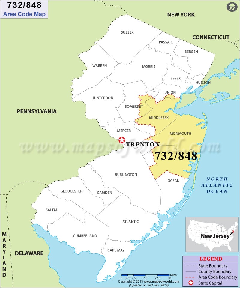 908 area code map 732 Area Code Map Where Is 732 Area Code In New Jersey 908 area code map