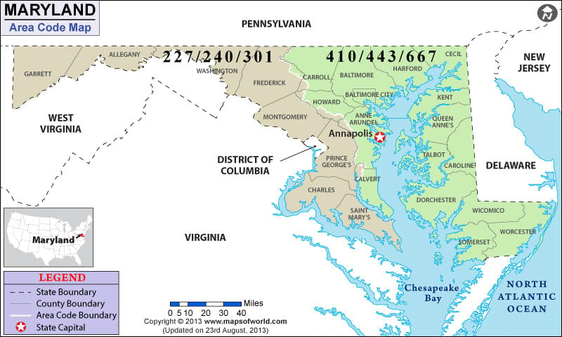 Maryland Area Code Map Images and Photos finder
