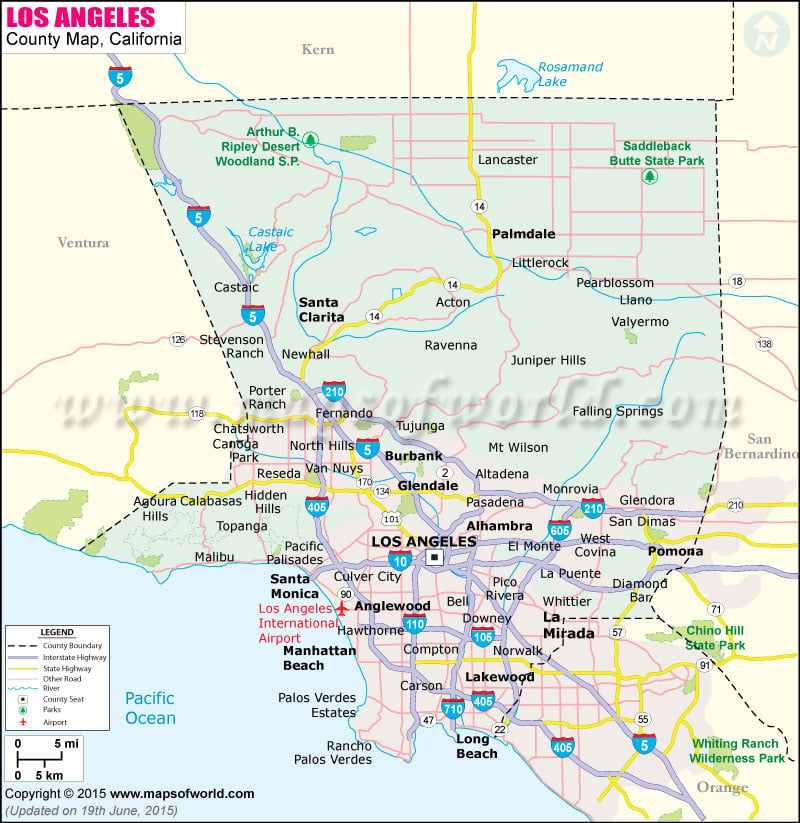 Map Of La County Ca Los Angeles County Map, Map of Los Angeles County, California