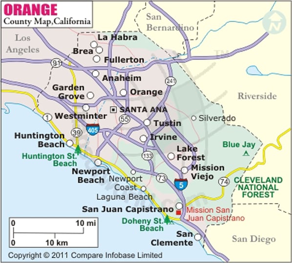 Orange County Map, Map of Orange County, California