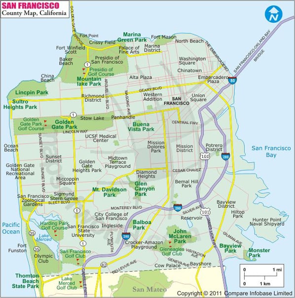 printable san francisco zip code map San Francisco County Map Map Of San Francisco County California printable san francisco zip code map