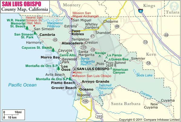 san luis obispo california map San Luis Obispo County Map Map Of San Luis Obispo County California san luis obispo california map