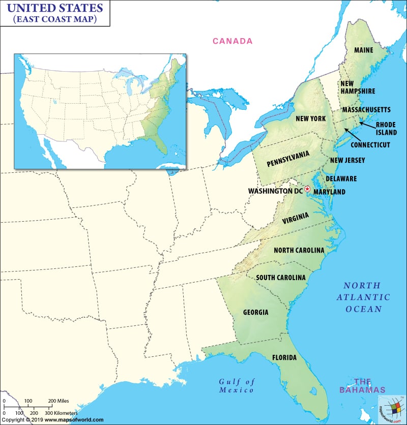 map of eastern us East Coast Map Map Of East Coast East Coast States Usa Eastern Us map of eastern us