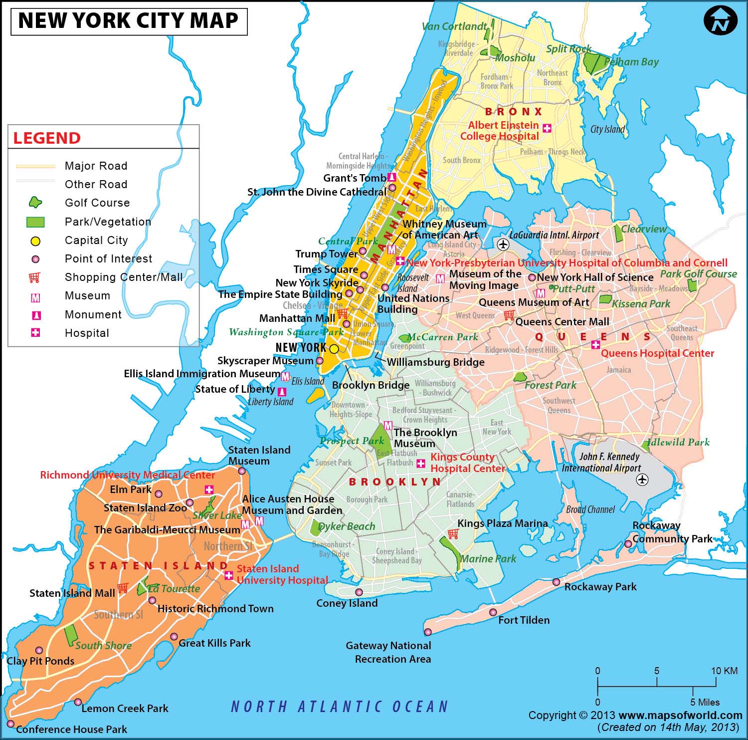 NYC Map, Map of New York City, Information and Facts of New York City