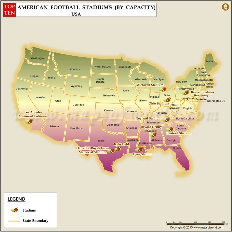 Top 10 Football Stadiums in the USA by Capacity