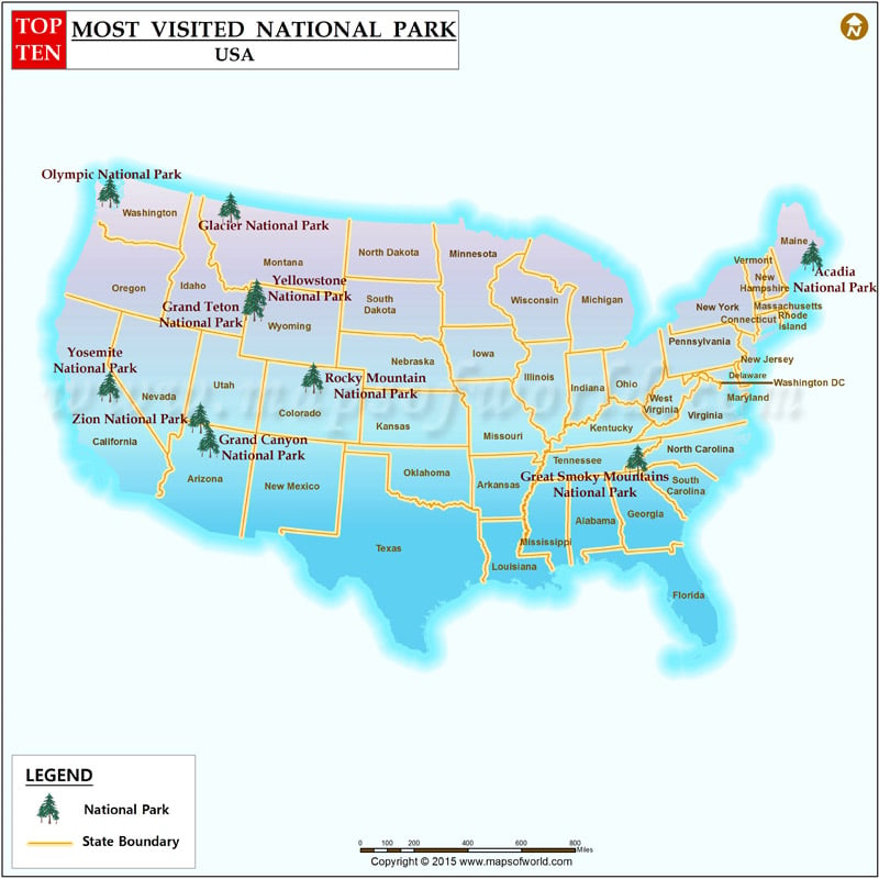Ten Most Visited National Parks in the US, Top 10 Most Visited National ...