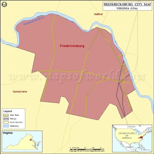 Fredericksburg City Map Virginia