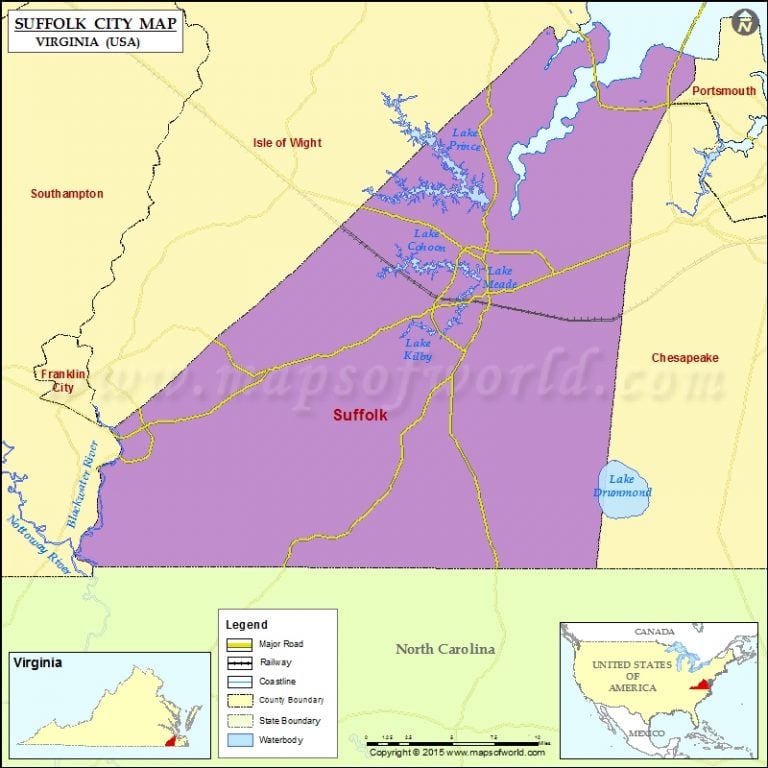 Suffolk city Map, Virginia