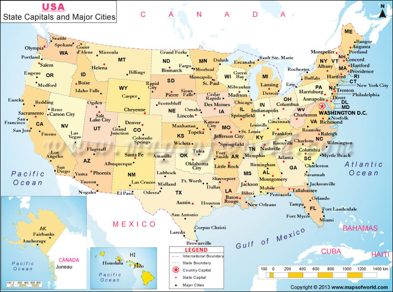 map of the united states with major cities listed Us Map With States And Cities List Of Major Cities Of Usa map of the united states with major cities listed