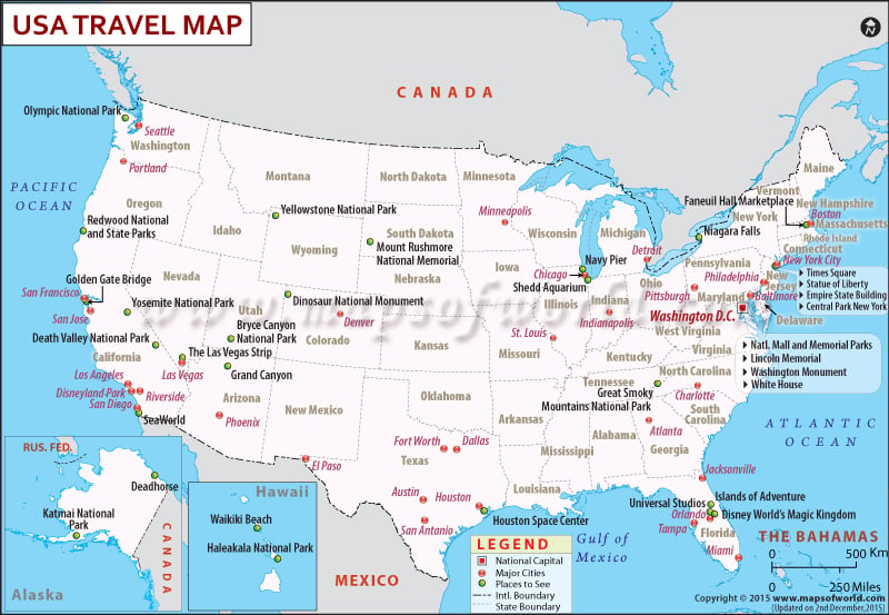 Travel Map Of United States USA Travel Map