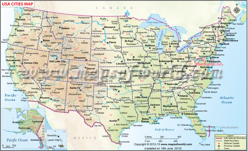 USA Cities Map, Cities Map of USA, List of US Cities