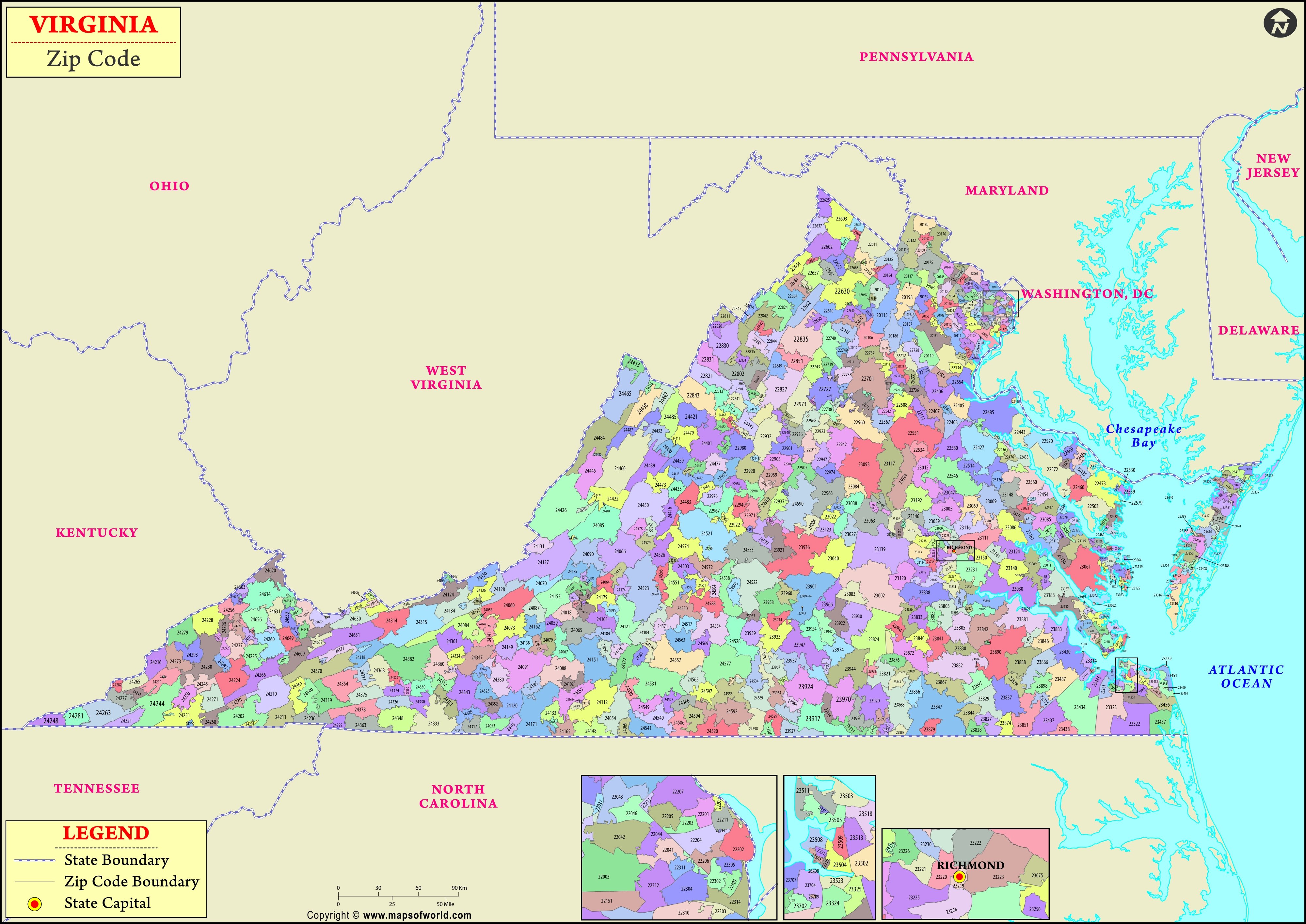 Virginia Zip Codes Map Of Virginia With Zip Codes List 8454